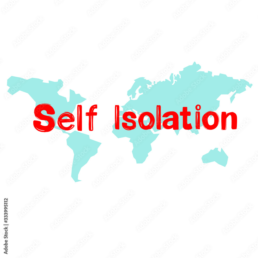 Inscription Self-isolation on a world map background