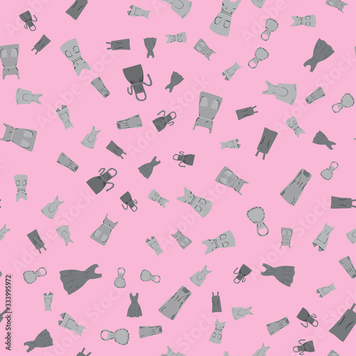 Endless pattern with retro aprons on pink background.