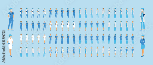 Set of doctors with different protection against the virus. The fight against coronovirus. Coronavirus (2019-nCoV). Virus Covid 19-NCP.