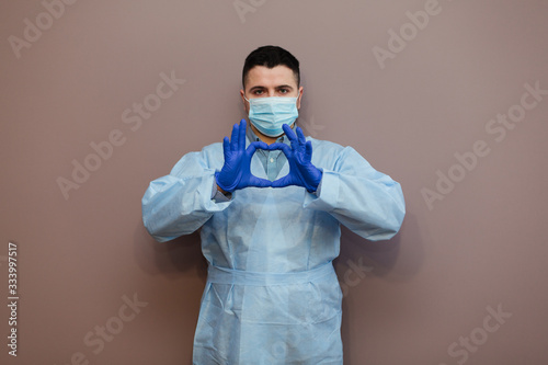 young doctor showing gestures, coronavirus concept