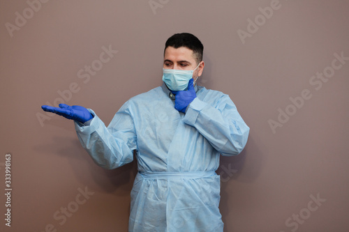 young doctor showing gestures, coronavirus concept