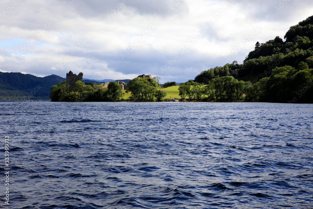 Loch Ness (Scotland), UK - August 02, 2018: Loch Ness lake, Scotland, Highlands, United Kingdom