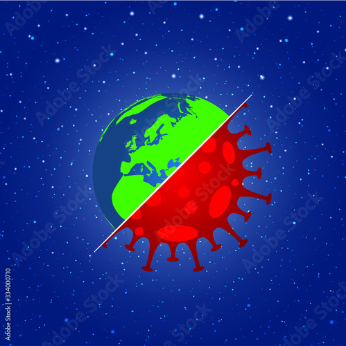 Coronavirus vs Planet Earth in space