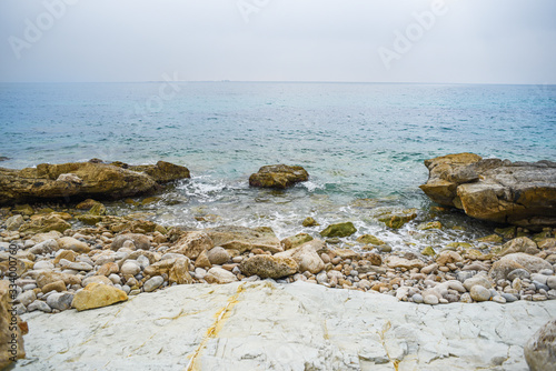 Spain's rocky coast on the Mediterranean in vintage version.