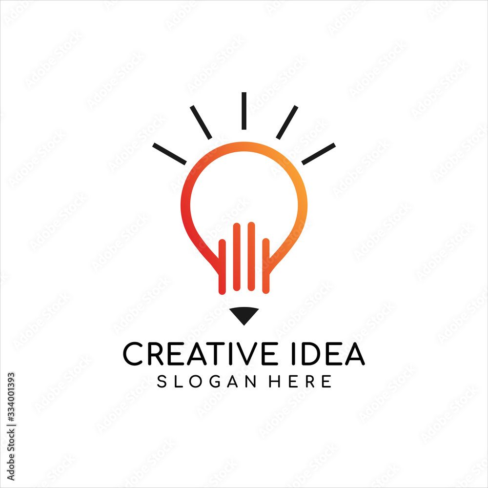 Logo creativity for design template. Modern lamp and pencil vector element. Art, paint, inspiration, creative agency logotype. Imagination concept web sign. Vector illustration, Graphic Design Logo creativity for design template. Modern lamp and pencil vector element. Art, paint, inspiration, creative agency logotype. Imagination concept web sign. Vector illustration, Graphic Design