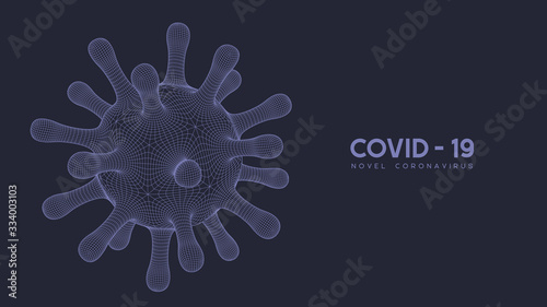 Coronavirus, virus strain of MERS-Cov and Novel coronavirus 2019-nCoV, Covid-19. Vector concept of dangerous virus, 3d grid texture.