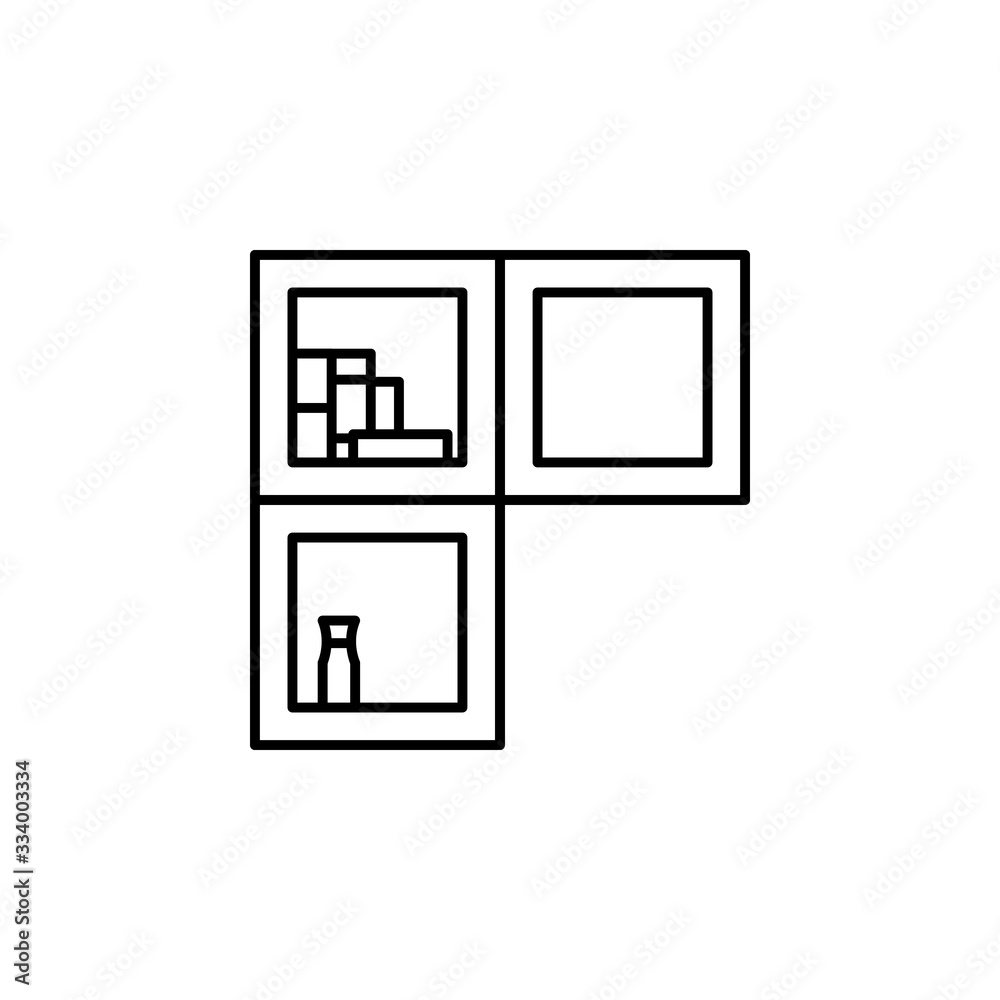 bookshelf, shelf line illustration icon on white background. bookshelf, shelf line illustration icon on white background.