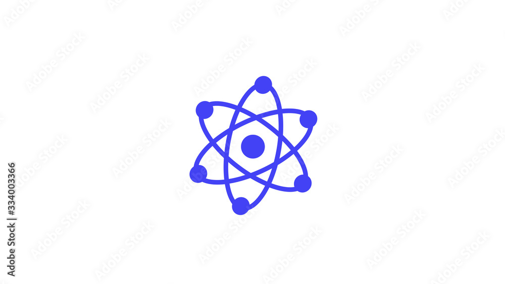 Blue atom icon on white background,atom isolated on white background Blue atom icon on white background,atom isolated on white background