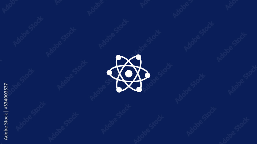Blue background atom icon,New atom icon,white atom icon Blue background atom icon,New atom icon,white atom icon