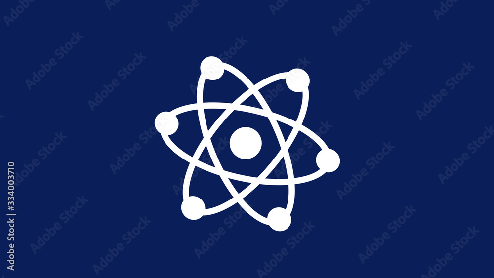 Blue background atom icon,New atom icon,white atom icon Blue background atom icon,New atom icon,white atom icon