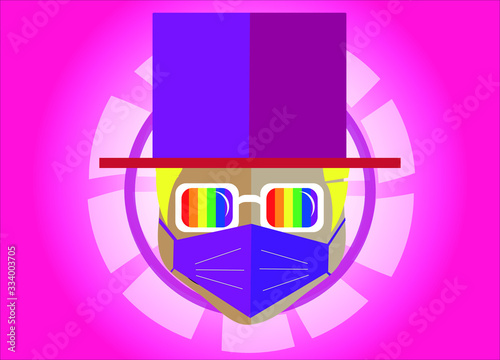 Illustration man lgbt gay mask and corona soap virus and sanitization and protection 