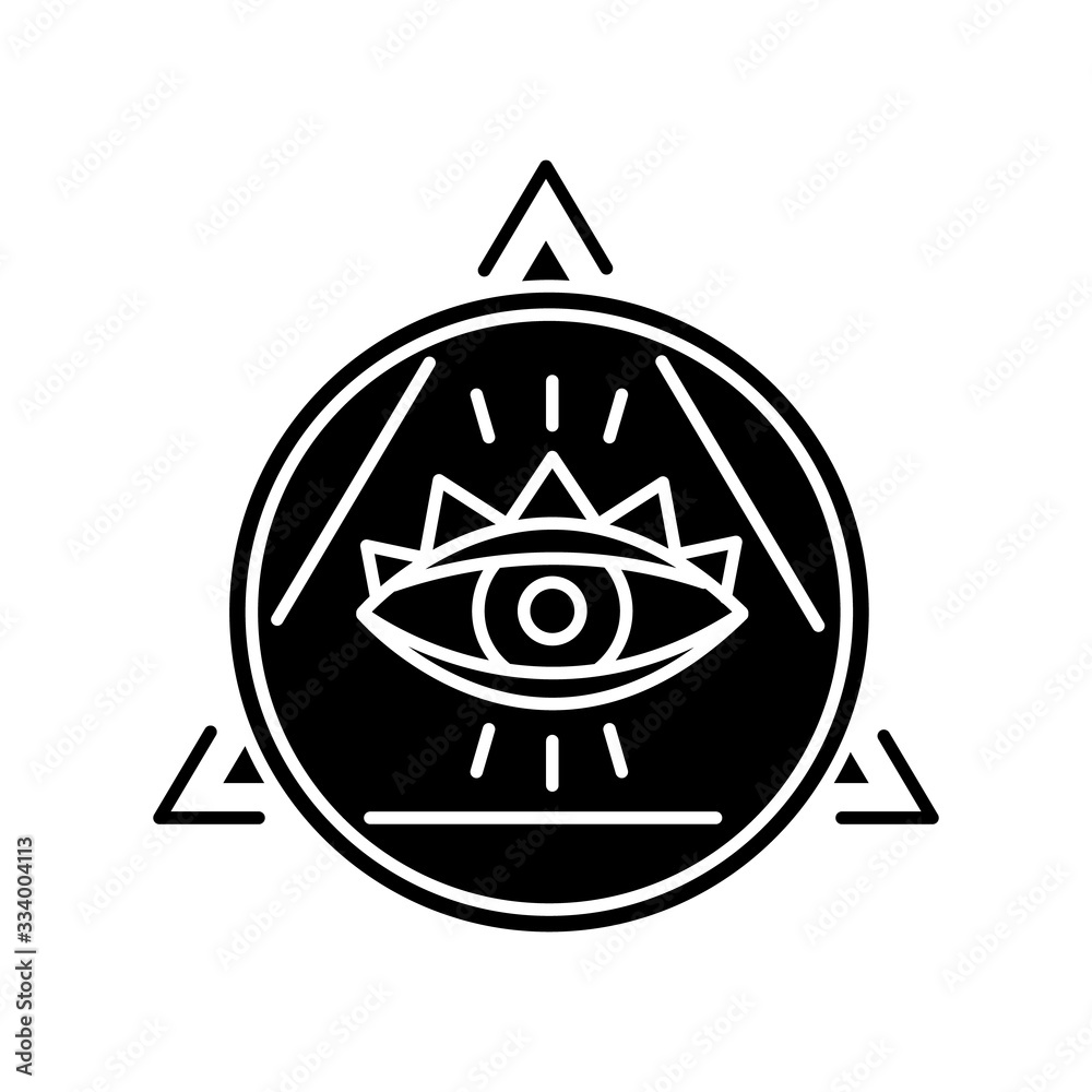 Eye Of Providence Black Glyph Icon Occult Symbol All Seeing Eye With Circle And Triangle