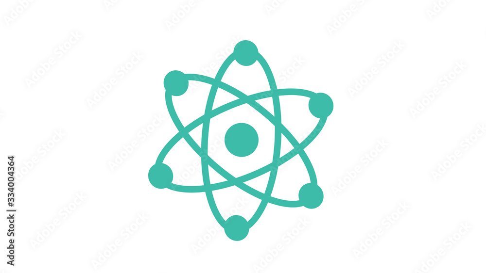 Blue atom icon on white background,atom isolated on white background Blue atom icon on white background,atom isolated on white background