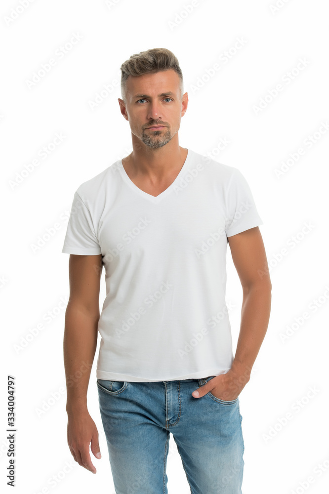 Set your trend. Middle-aged man. Handsome man isolated on white. Man in casual style. Caucasian man with unshaven face hair. Single or bachelor. Fashion and style. Hair salon. Barbershop Set your trend. Middle-aged man. Handsome man isolated on white. Man in casual style. Caucasian man with unshaven face hair. Single or bachelor. Fashion and style. Hair salon. Barbershop