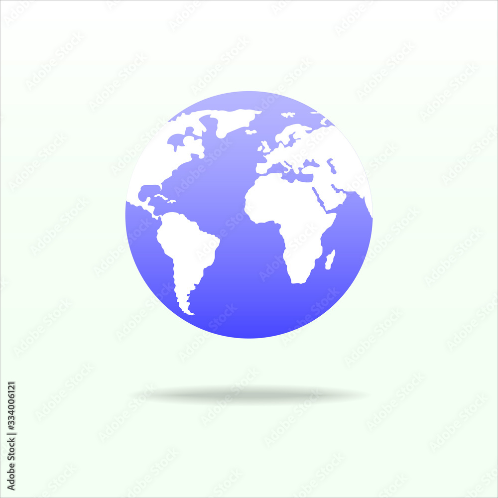 Planet Earth World Icon Blue Globe With White Continents Simple Flat Circular Vector Icon
