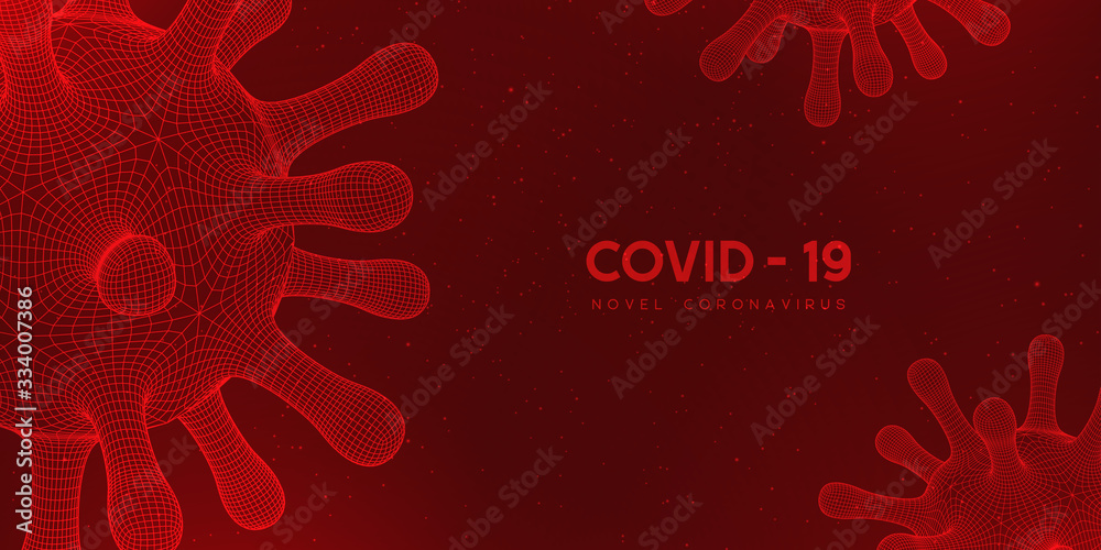 Coronavirus, virus strain of MERS-Cov and Novel coronavirus 2019-nCoV, Covid-19. Vector concept of dangerous virus, 3d grid texture.