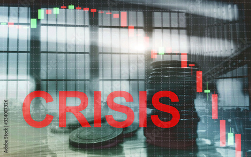 Inscription Financial Crisis. Recession Economic concept.