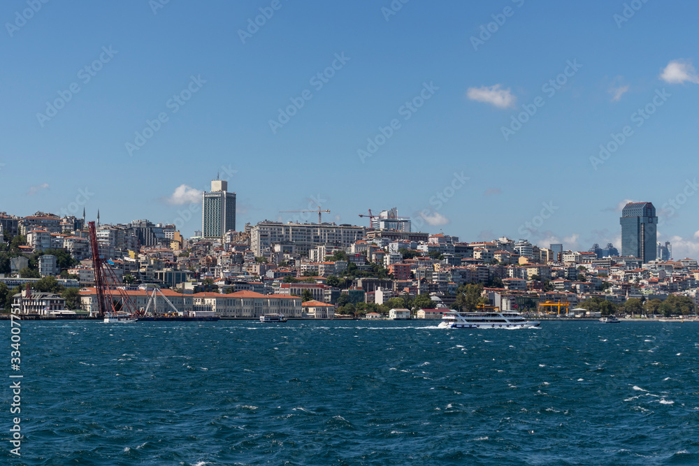 Panoramic view from Bosporus to city of Istanbul Panoramic view from Bosporus to city of Istanbul