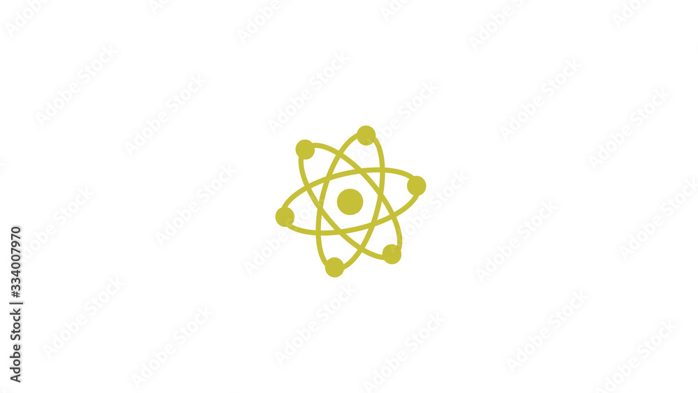 Amazing yellow atom icon,Atom icon,Atom icon on white background Amazing yellow atom icon,Atom icon,Atom icon on white background