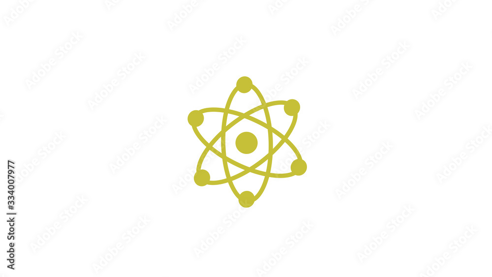 Amazing yellow atom icon,Atom icon,Atom icon on white background Amazing yellow atom icon,Atom icon,Atom icon on white background