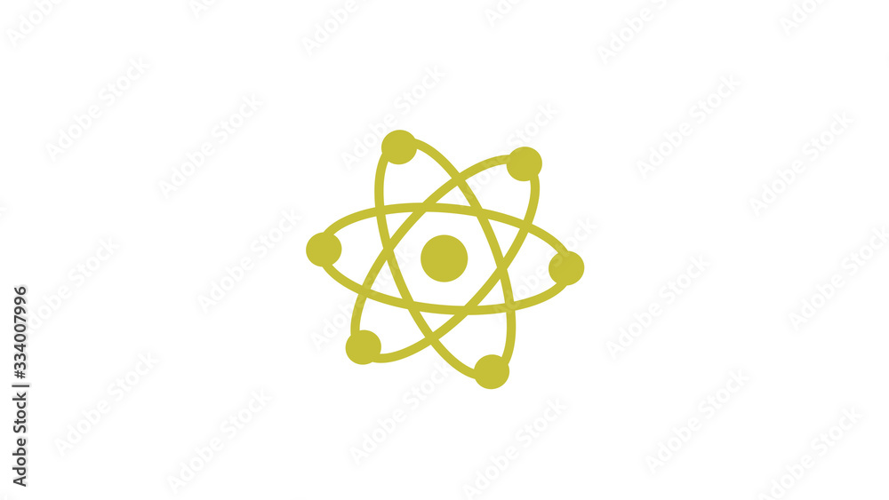 Amazing yellow atom icon,Atom icon,Atom icon on white background Amazing yellow atom icon,Atom icon,Atom icon on white background