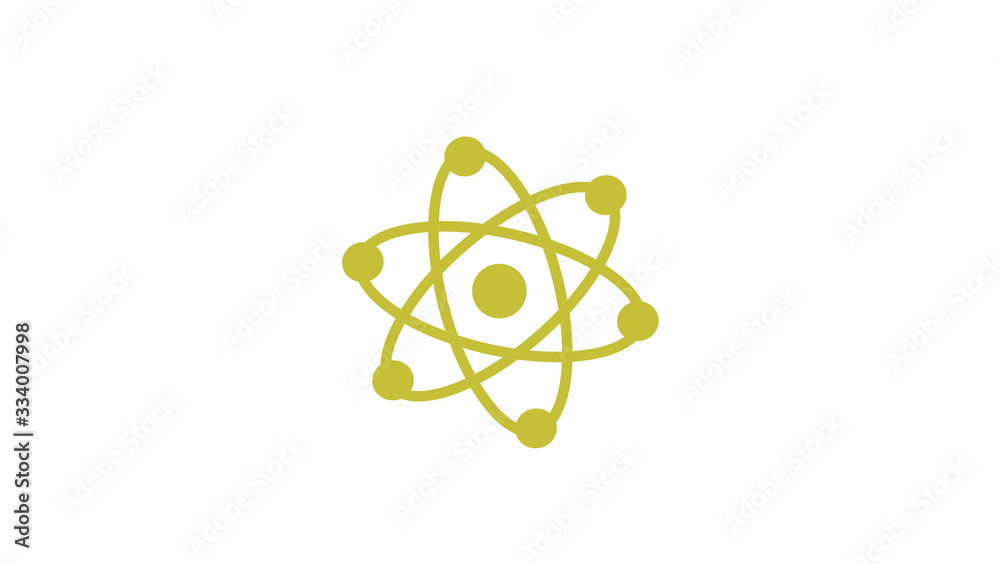 Amazing yellow atom icon,Atom icon,Atom icon on white background Amazing yellow atom icon,Atom icon,Atom icon on white background