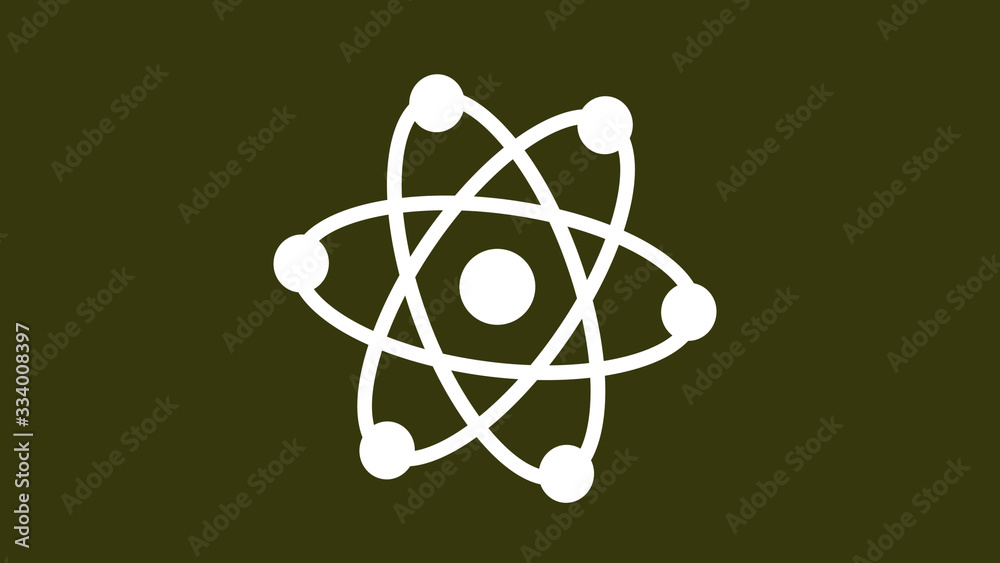 White atom icon on dark background,Atom icon,Science icon
