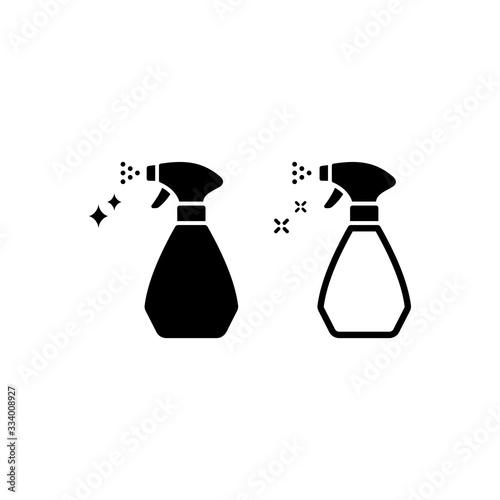 Cleaner or detergent spray black isolated vector icon. Domestic disinfectant cleaning bottle symbol.