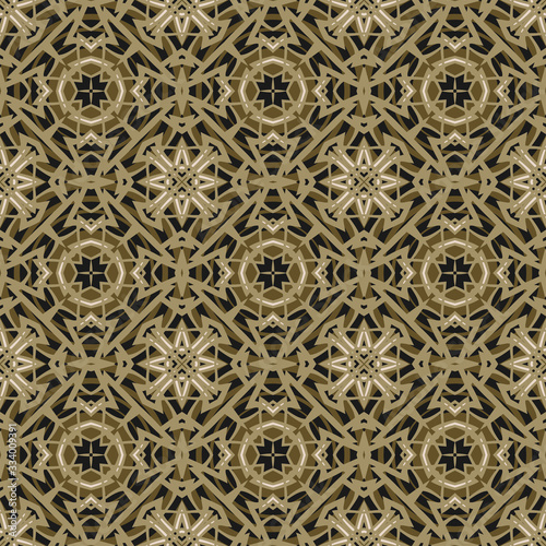 Creative color abstract geometric pattern in gold, vector seamless, can be used for printing onto fabric, interior, design, textile