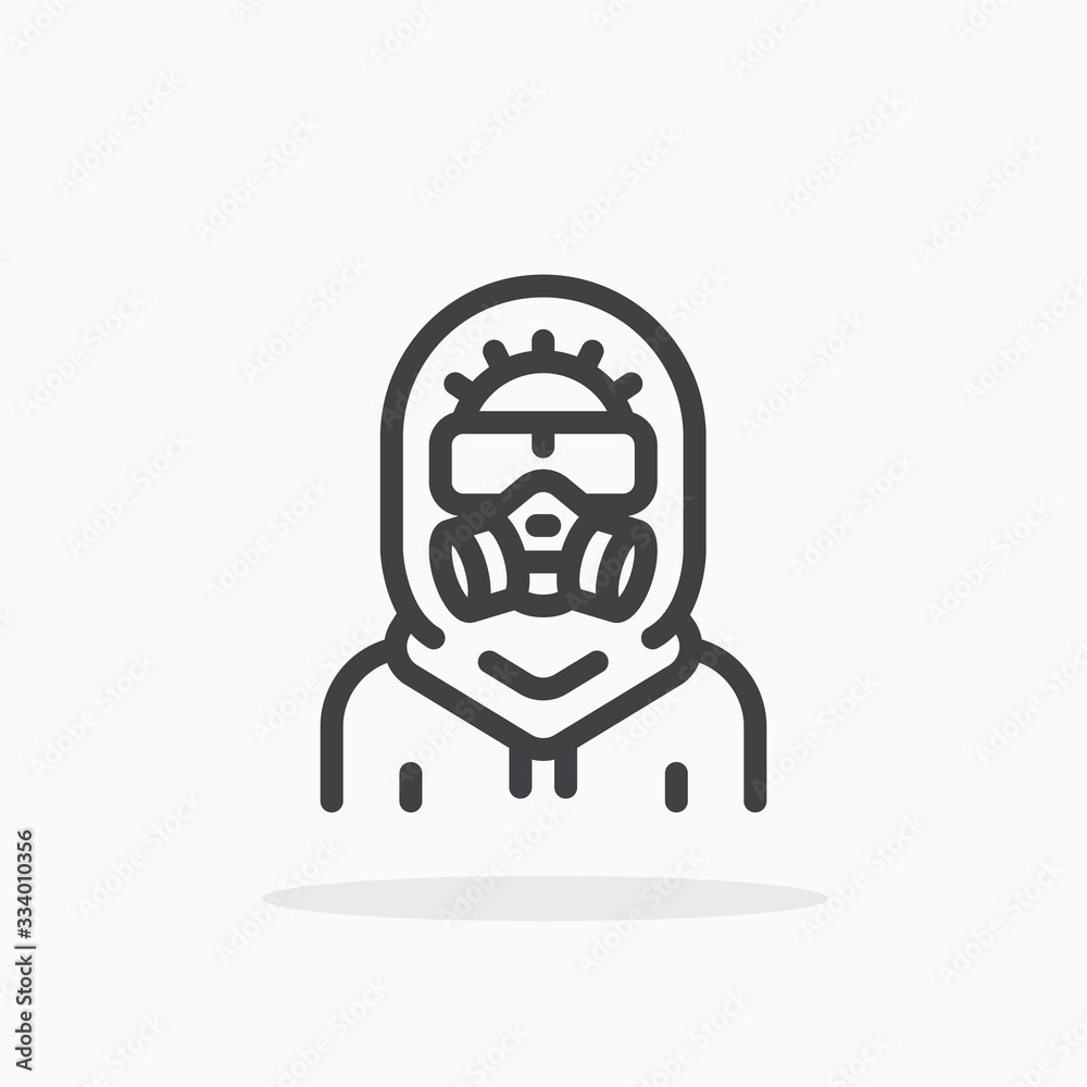 Protective suit icon in line style. Editable stroke.