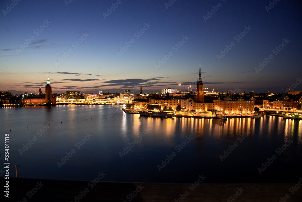 night view of Stockholm from a height