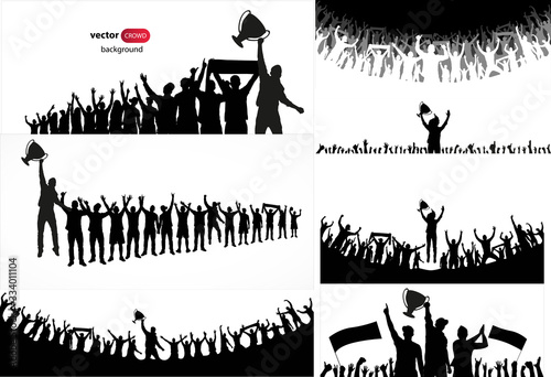 Champion cup european world and crowd many people entertain event playing and happy dancing from party in arena Vector illustration