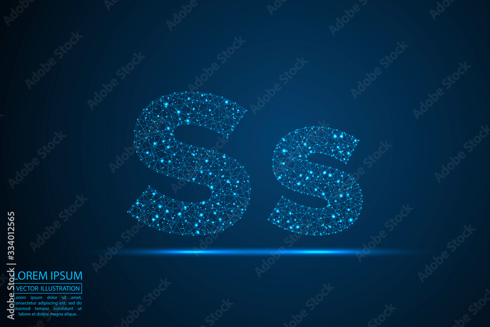 English letters abstract font consists 3d of triangles, lines, dots and connections. On a dark blue background cosmic universe stars, meteorites, galaxies. Vector illustration EPS 10. English letters abstract font consists 3d of triangles, lines, dots and connections. On a dark blue background cosmic universe stars, meteorites, galaxies. Vector illustration EPS 10.