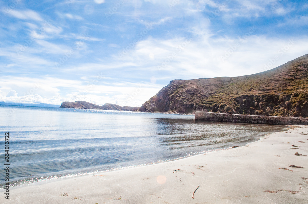 Beach on the island of the Sun in Bolivia. Titikaka lake Beach on the island of the Sun in Bolivia. Titikaka lake