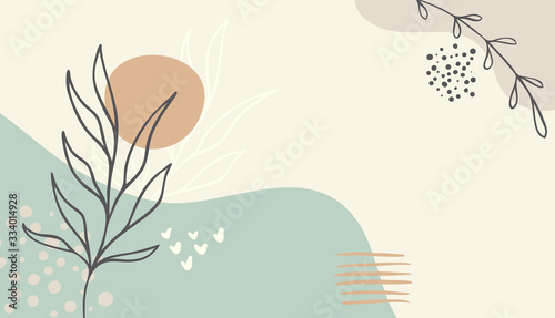 Abstract floral art vector leaves background. Hand draw leaves photo