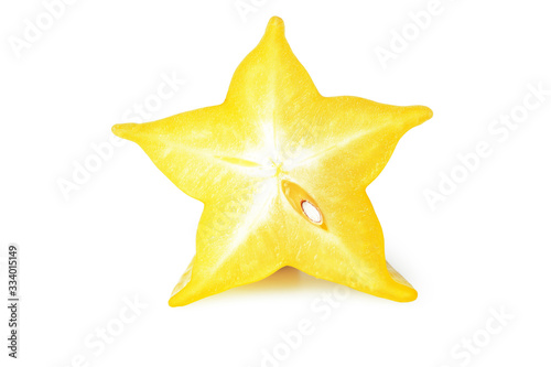 Fototapeta Naklejka Na Ścianę i Meble -  slice ripe star fruit carambola or star apple ( starfruit ) on white background