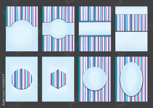 eight blue striped blank labels