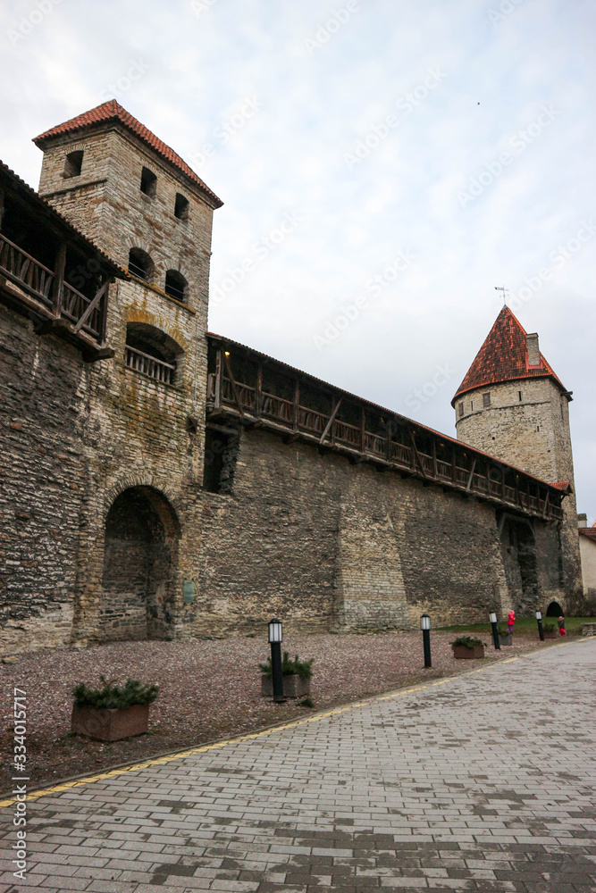 small towers of Tallinn old town wall, Estonia