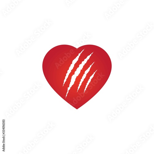 heart with Claw scratches mark set. vector icon Illustration