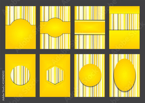 eight yellow striped blank labels