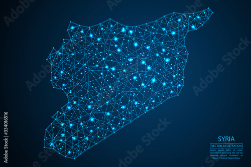 A map of Syria consisting of 3D triangles, lines, points, and connections. Vector illustration of the EPS 10.