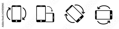 Rotate smartphone icon isolated. Mobile screen rotation. Horisontal or vertical rotation icons. photo