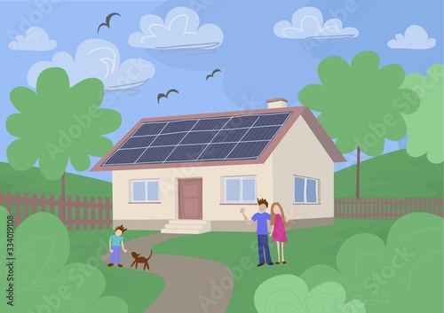 House with solar panels on the roof