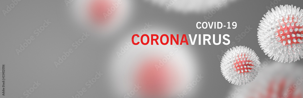 Image of flu COVID-19 virus cell. Coronavirus Covid 19 outbreak influenza background. - obrazy, fototapety, plakaty 