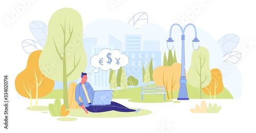 Freelancer Work in Relaxed Atmosphere in Park.
