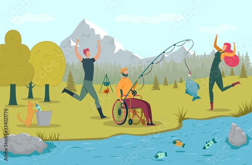 Fisherman in Wheelchair with Surprising Catch