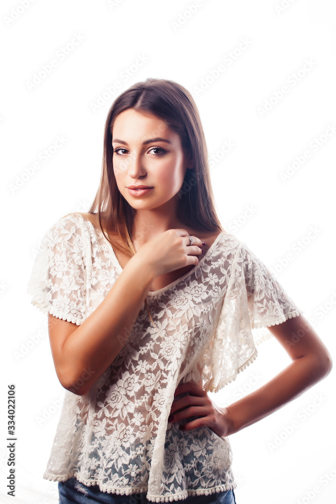 young pretty blonde hair woman happy smiling isolated on white background, lifestyle people concept young pretty blonde hair woman happy smiling isolated on white background, lifestyle people concept