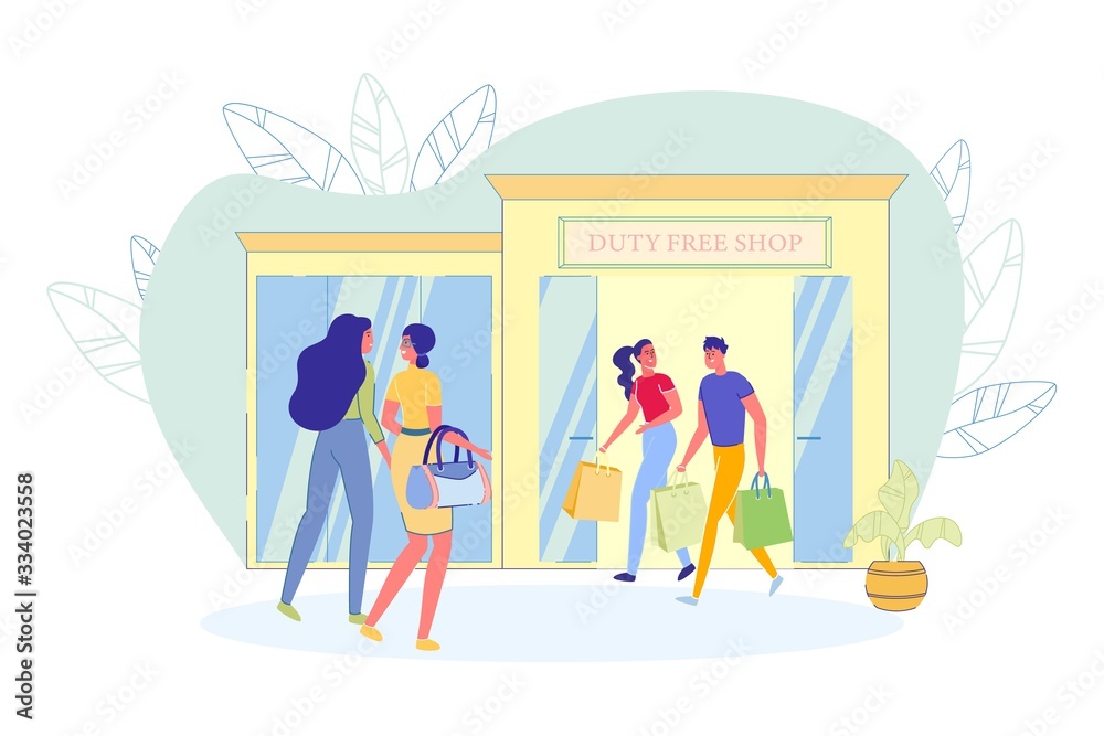 Airplane Travelers on Duty Free Shop Background. Airplane Travelers on Duty Free Shop Background.