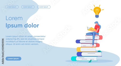 Study Process Flat Landing Page Vector Template