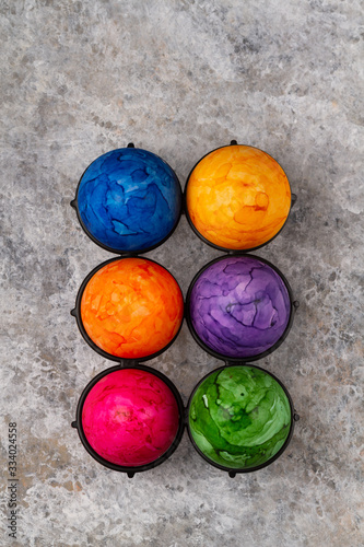 Colourful easter eggs. Top view